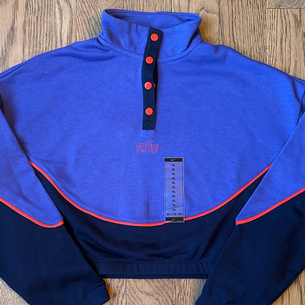 Nike Icon Clash Girls Cropped Pullover Purple & Navy XL NWT
